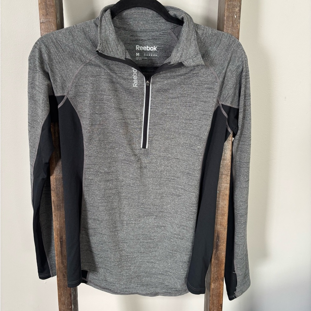 Reebok quarter-zip pullover gray & black